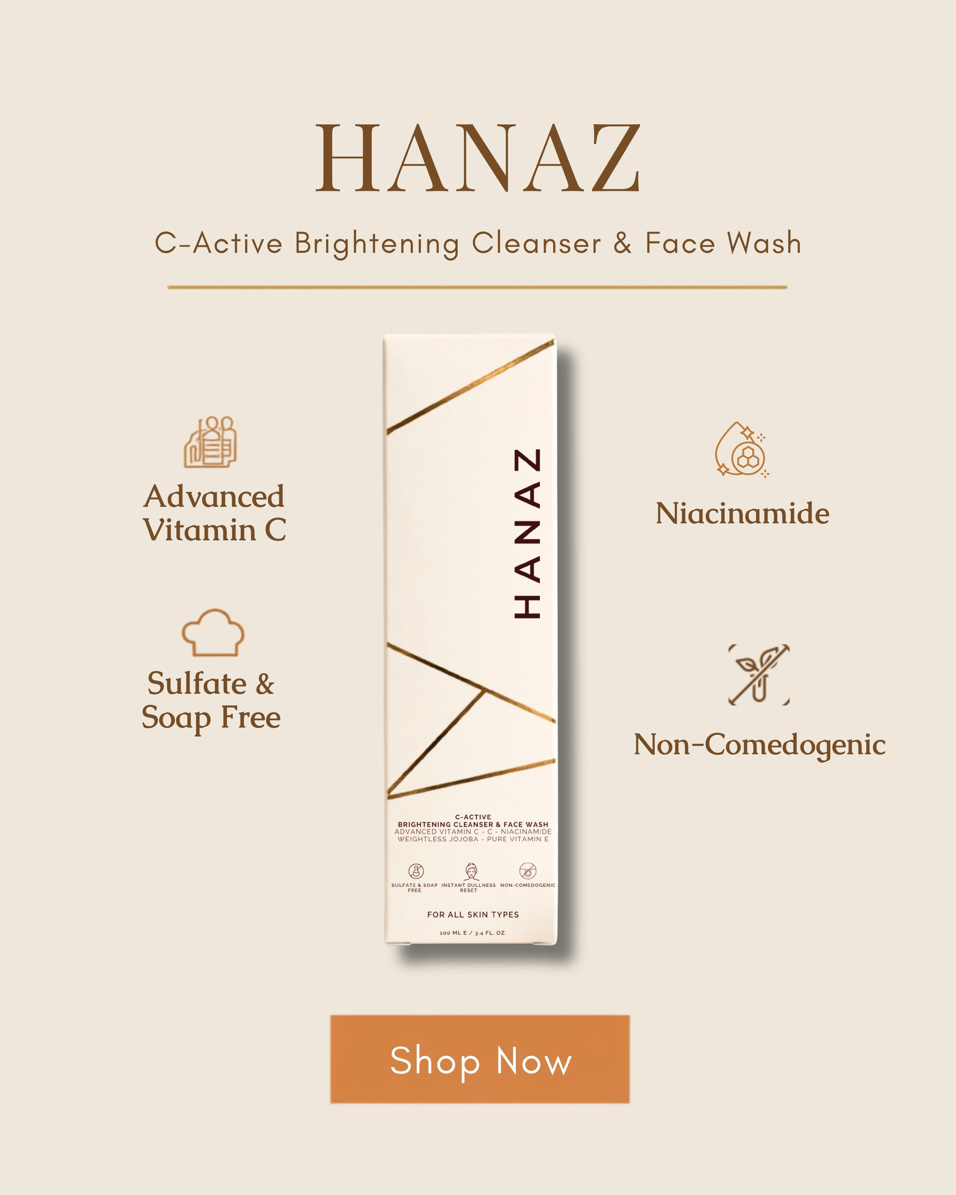 HANAZ C-Active Brightening Cleanser & Face Wash